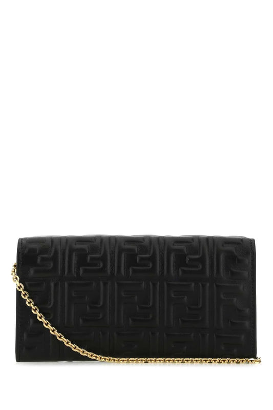 Wallet On Chain Baguette,Black Appa leather wallet