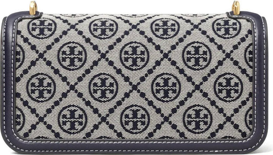SMALL T MONOGRAM ELEANOR SHOULDER BAG IN blue