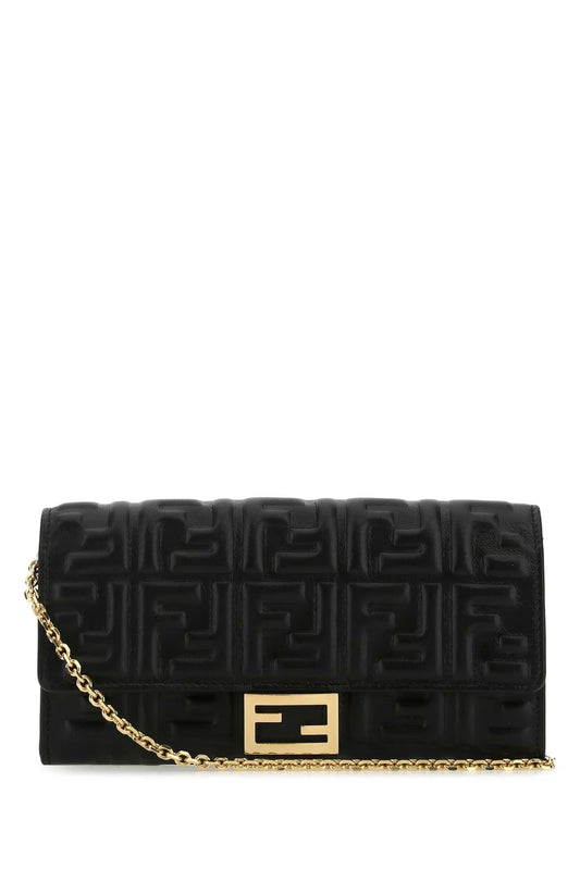 Wallet On Chain Baguette,Black Appa leather wallet