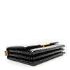 Shiny Extra Supple Calfskin Crocodile Embossed Small Triplet Bag Black