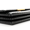Shiny Extra Supple Calfskin Crocodile Embossed Small Triplet Bag Black