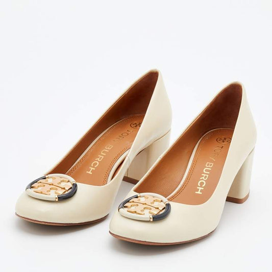 Brand: Tory Burch
Tory Burch Benton 50MM Pump Nappa Leather Shoes Shell Beige