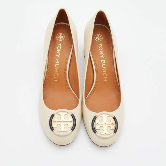 Brand: Tory Burch
Tory Burch Benton 50MM Pump Nappa Leather Shoes Shell Beige